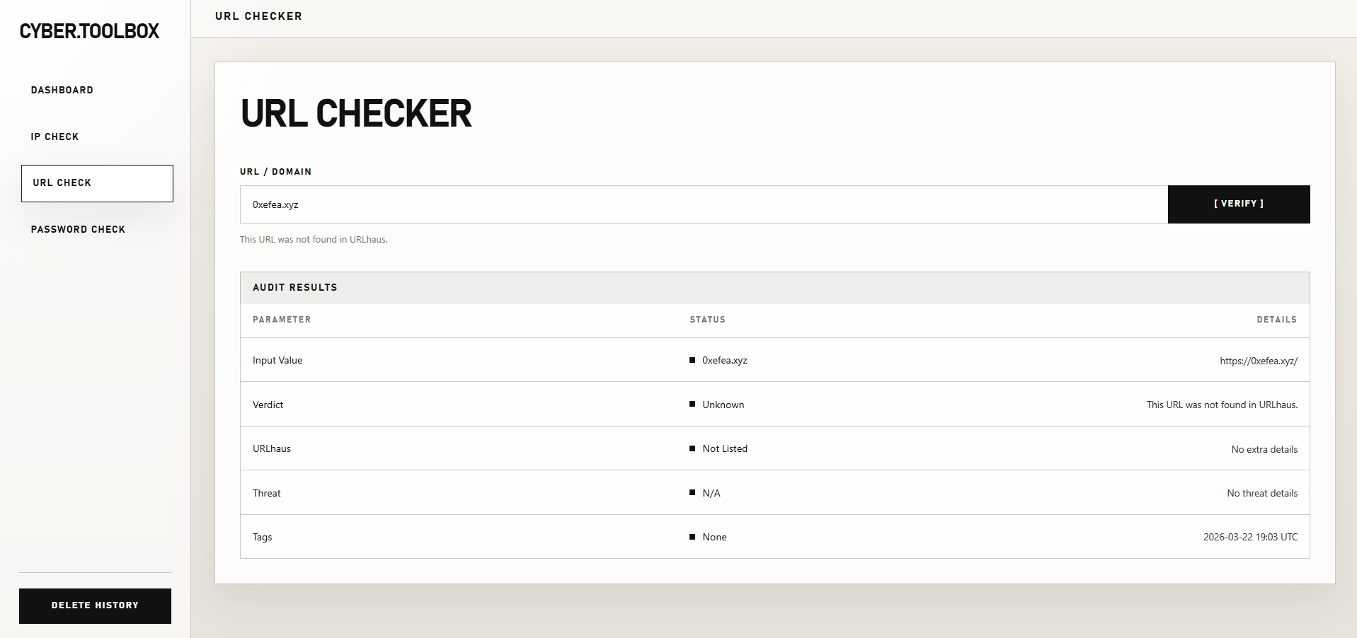 URL Check screenshot